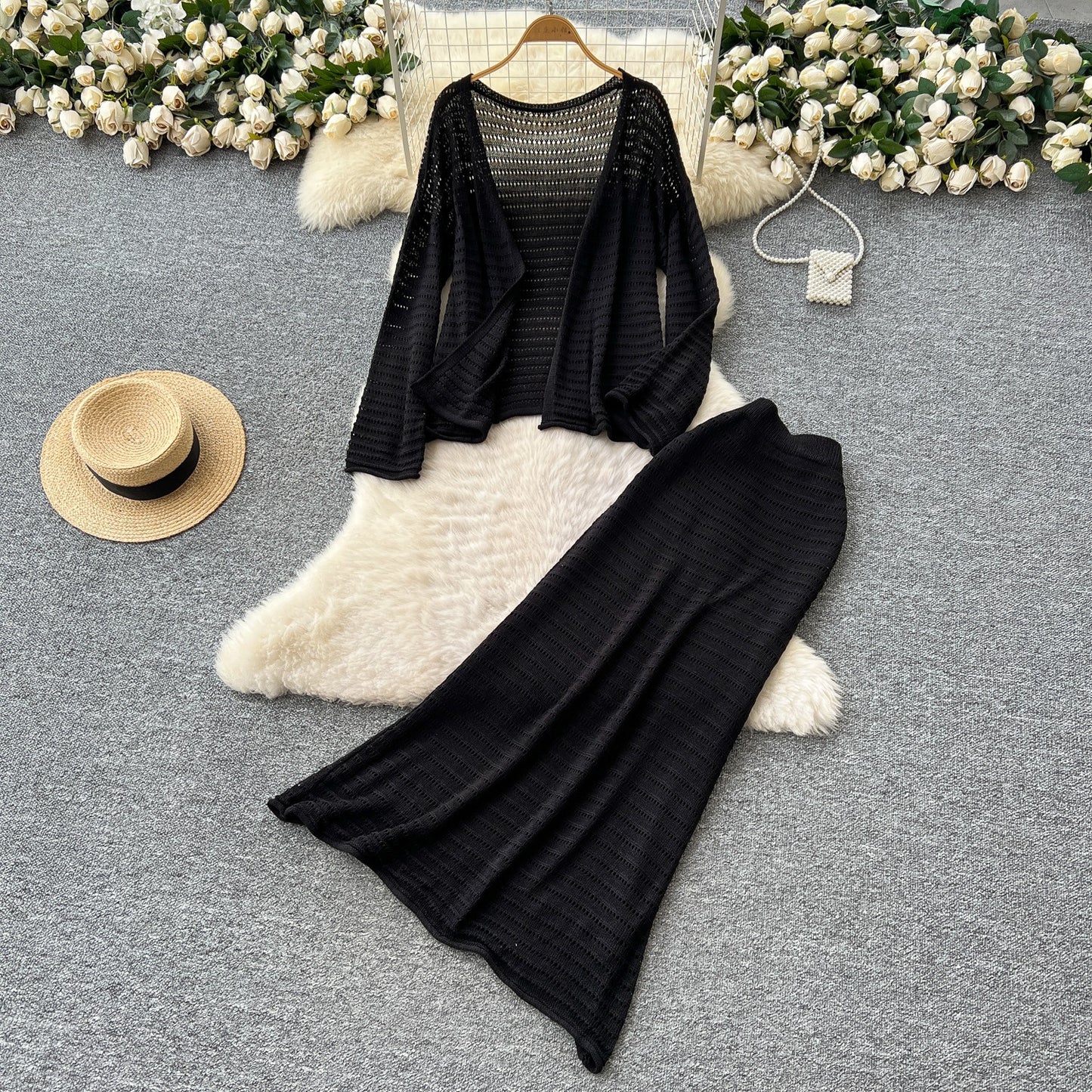 Coat High Waist Skirt Two-piece Set