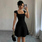 Solid Color Elegant Slim Vest A- Line Dress