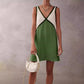 Women's V-neck Loose-fitting Sleeveless Shirt Color-matching Dress