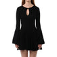 Slim Fit Waist Trimming Knitted French Horn Long Sleeve Dress
