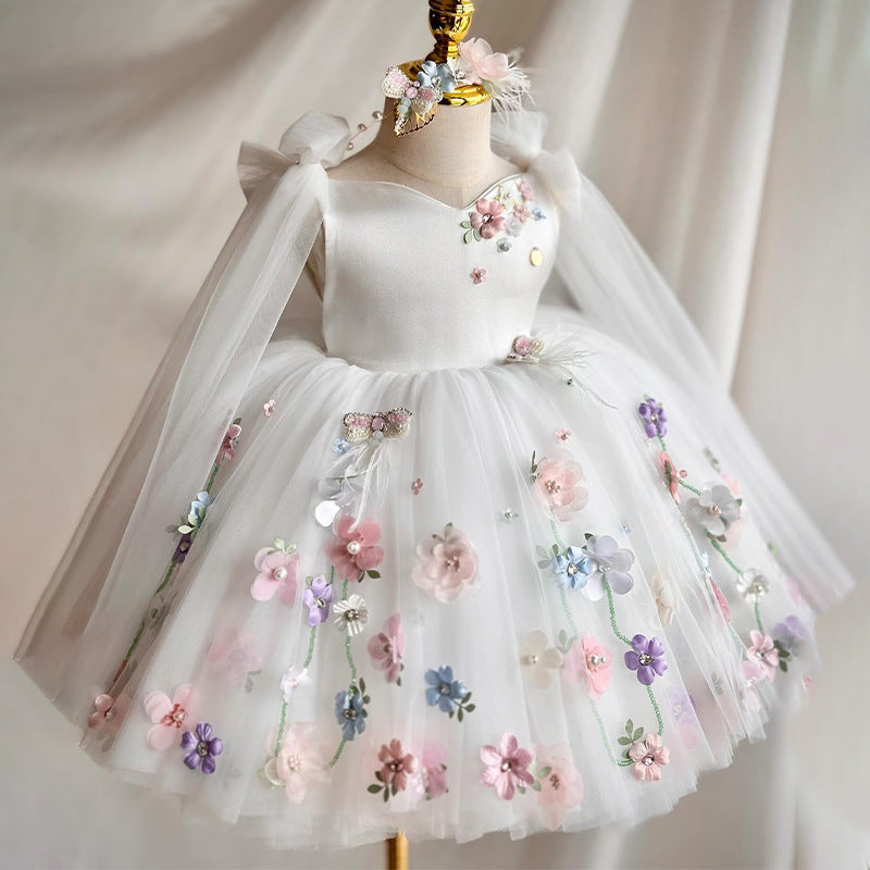 Robe de princesse en satin de polyester pour jeunes et petites filles