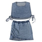 Denim Style Vest Short Skirt Stretch Two-piece Suit Denim Women's Wear