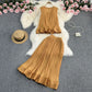 Casual Elegance Sleeveless Ruffled Loose Top And Skirt Two-piece Set