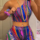 Abstract Printing Suit Multicolor Women
