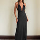 Low-cut Pleated Adjustable Height Metal Ring Buckle Dress