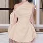 Fashion Slant Shoulder Ribbon Slim Slimming Temperament Socialite Dress