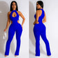 Women's Solid Color Halter Hollow-out Jumpsuit