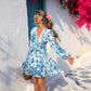 V-neck Long Sleeve Lotus Leaf Swing Dress