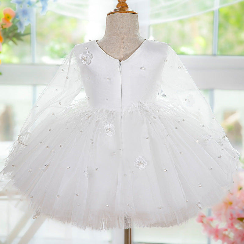Robe de fête blanche pour fille d'un an, jupe tutu en tulle