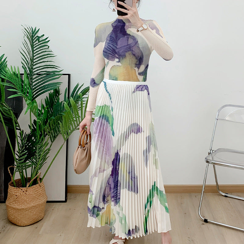 Women's Corn Top Pleated Skirt Suit