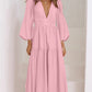 V-neck Waist-controlled Long Sleeves Dress Women