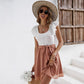 Women's Summer New Lotus Leaf Sleeve Stitching Casual Holiday Dress