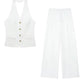Women's Waistcoat Linen Vest Suit