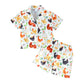 Multi-Color New Pajamas Animal Flowers Print Top With Shorts