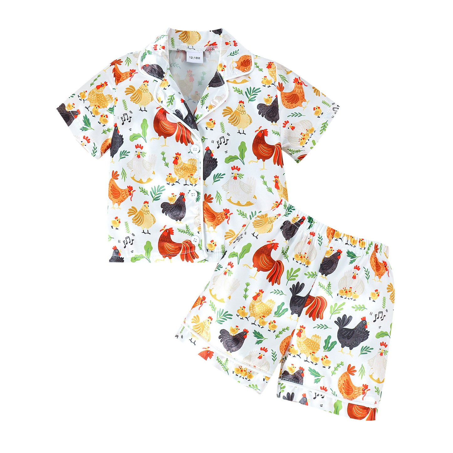 Multi-Color New Pajamas Animal Flowers Print Top With Shorts