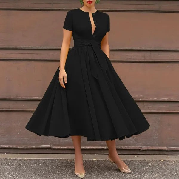 Women's Summer Short Sleeve Long Shirt Dress