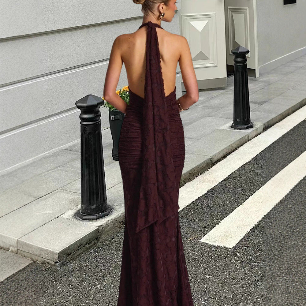 Women's Fashion V-neck Halter Printing Dress