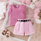 Short sans manches à rayures roses pour fille