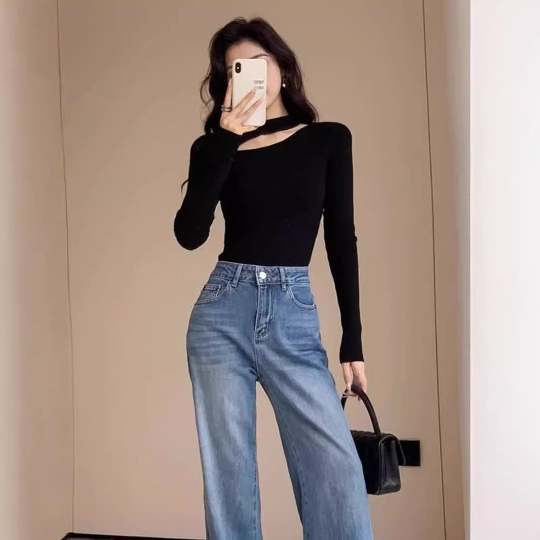 Sweater Middle Collar Halter Top