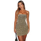 Women's Patchwork Contrast Sequined Tube Top Dress