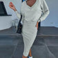 European And American Women's Clothing Vest Skirt V-neck Sweatshirt Sweater Set