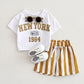 Children's Summer T-shirt Suit Letter Printing