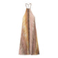 Robe plissée à col suspendu tie-dye pour femme
