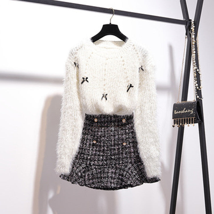 Women's Sweater Skirt Two-piece Suit Gas Suit