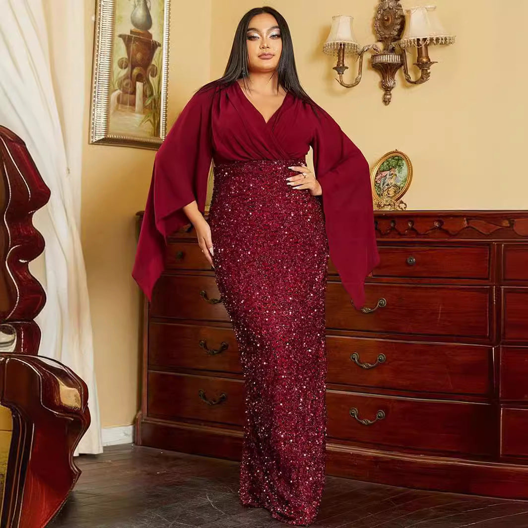 Robe à paillettes pour femme, couleur pure