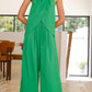 Women's Round Neck Wide Leg Pants Suit