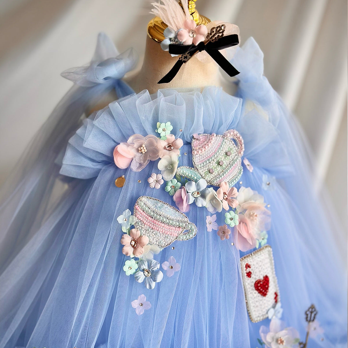 Fashion Personality Girl Applique Mesh Dress