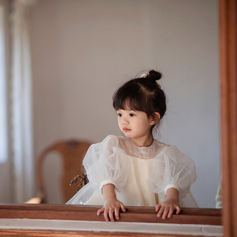 Nouvelle robe à manches longues pour fille de fleur d'automne et d'hiver