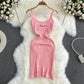 High Slim Looking Base Hip Skirt Square Collar Vest Skirt