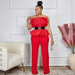Fashion Solid Color Jumpsuit Off Shoulder Casual Suit