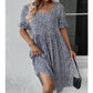 Round Neck Short Sleeve Printed Floral Dress Women