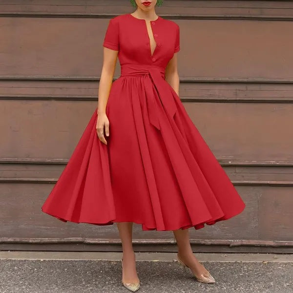 Women's Summer Short Sleeve Long Shirt Dress