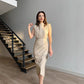 Women's Solid Color High Waist Stitching Pleated Slim Dress