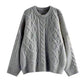 Round Neck Loose Pullover Idle Style Outerwear Cable-knit Sweater Women