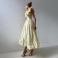 Striped Ruffles A- Line Waist Fitted Dress
