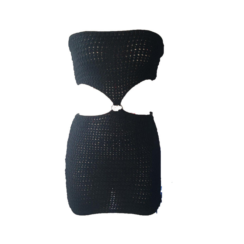 Women's Fashionable Knitted Dress Tube Top Short Skirt