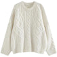 Round Neck Loose Pullover Idle Style Outerwear Cable-knit Sweater Women
