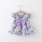 Girl's Fashionable Flower Short Sleeve Dress