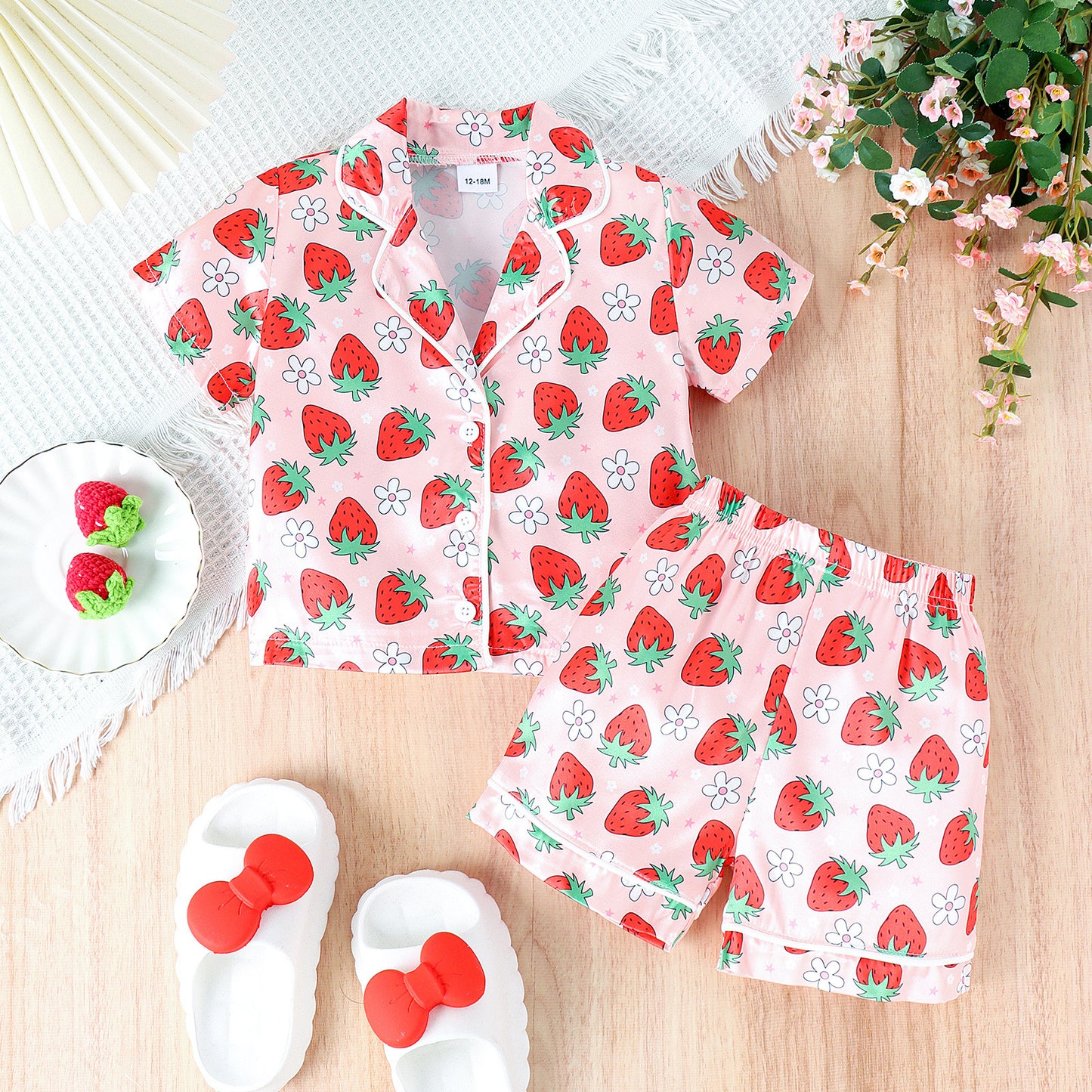 Multi-Color New Pajamas Animal Flowers Print Top With Shorts