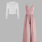 Lace Long Sleeve Sling Slim Fit Bodysuit V-neck Wide Leg Suit
