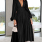 V-neck Waist-controlled Long Sleeves Dress Women