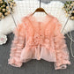 Retro Temperamental Fairy Loose V-neck Flounce Shirt For Women