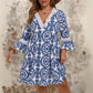Plus Size Women's Vacation V-neck Lace Printed Dress
