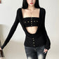 Women's Chest-wrapped Vest Fashion Long Sleeve Two-piece Blouse