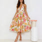 Floral Swing V-neck Lace-up Fashion Vacation Dress