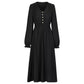 Robe mi-longue unie à col en V et taille serrée pour femme, automne et hiver